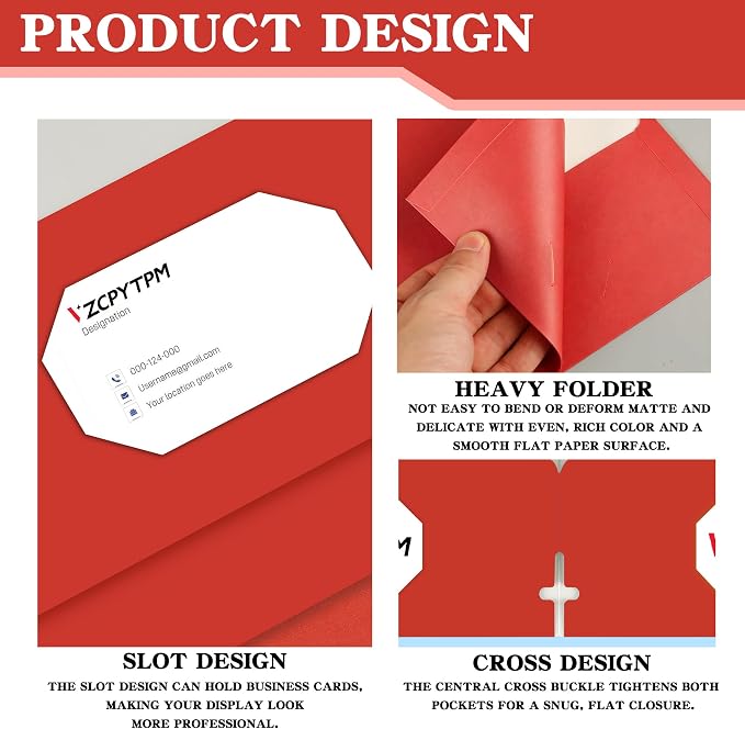 VZCPYTPM 50 Pack Red Folders - Image 6