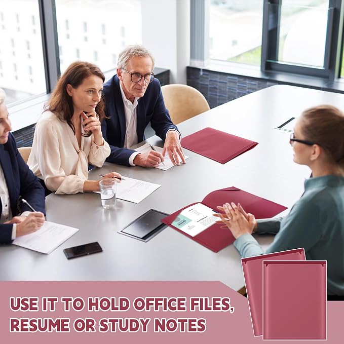 Henoyso 36 Pack Dark Red Plastic Folders - Image 6