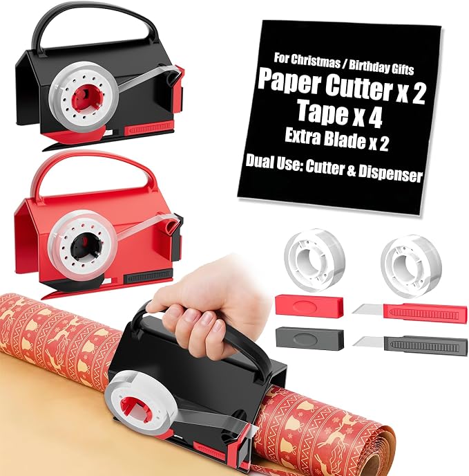 2-Pack Wrapping Paper Cutter & Tape Dispenser by Sugoiti