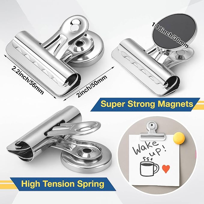 MorningRo 18 Pcs Metal Magnetic Clips Heavy Duty 2.2 Inch Whiteboard - Image 3