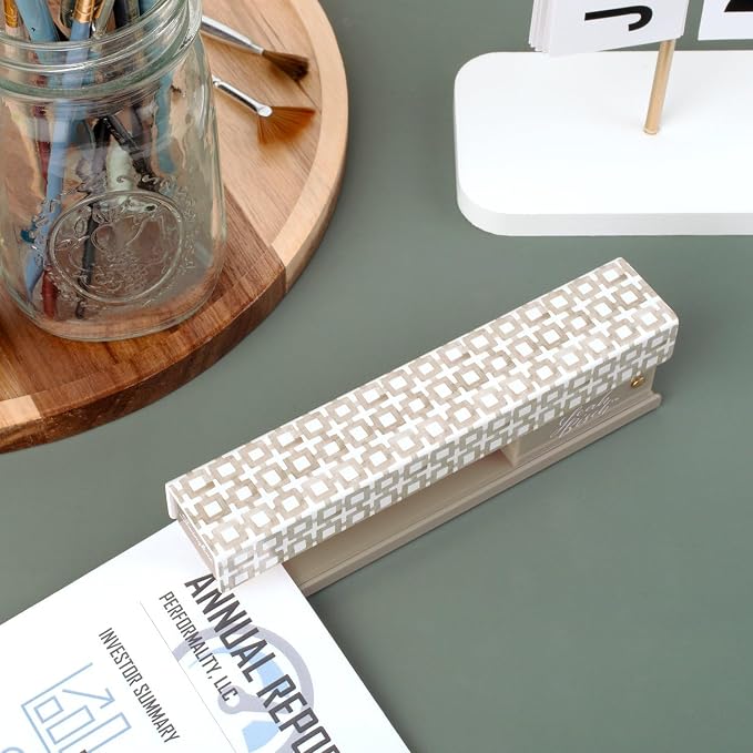 Swingline Stapler by Leah Bisch, 20 Sheet Capacity, Full Strip, Tan Tiles - Image 3