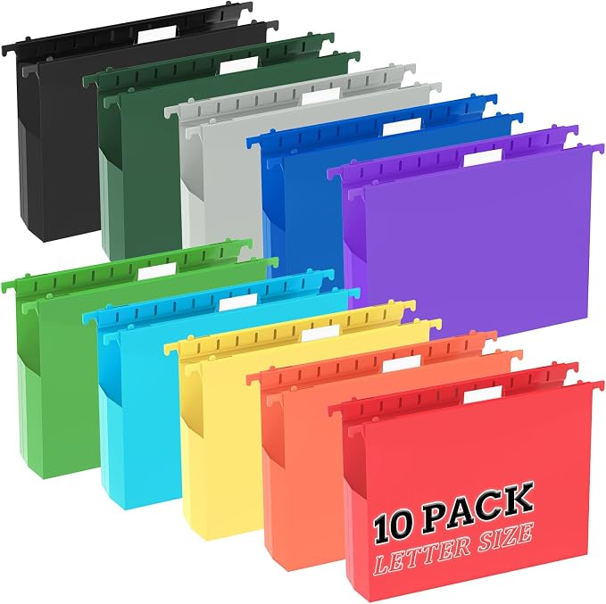 10pcs Hanging File Folders Letter Size, Plastic Hanging Folders, File Organizer by Vadmasfunnygift