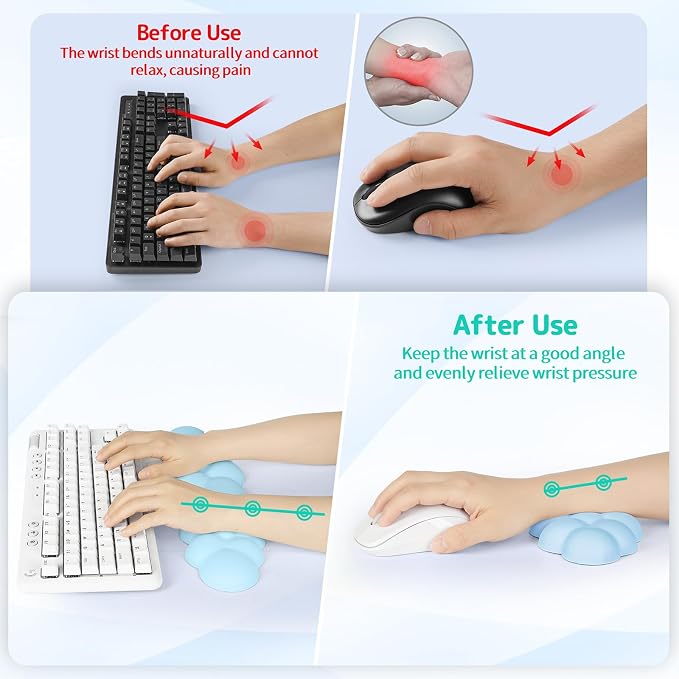 Sushret Cloud Wrist Rest Keyboard, Cloud Keyboard Wrist Pad Set - Image 3