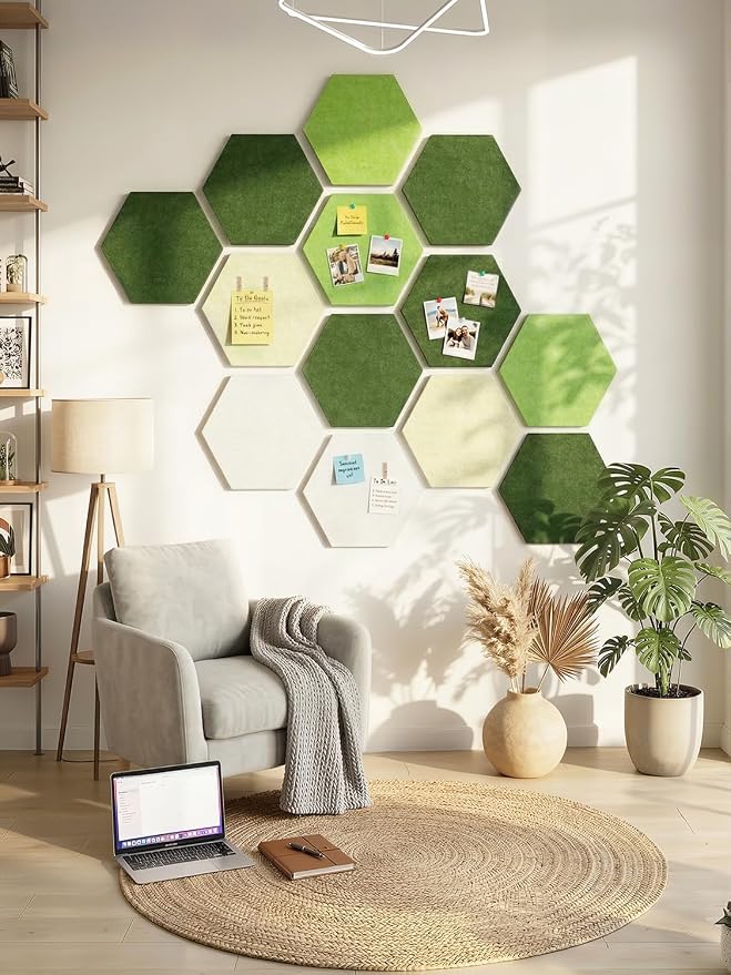 8 Pack Hexagon Felt Bulletin Board Tiles - Image 7