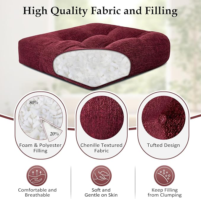 downluxe Chair Cushions for Dining Chairs 2 Pack, Tufted Indoor Chair Pads - Image 2