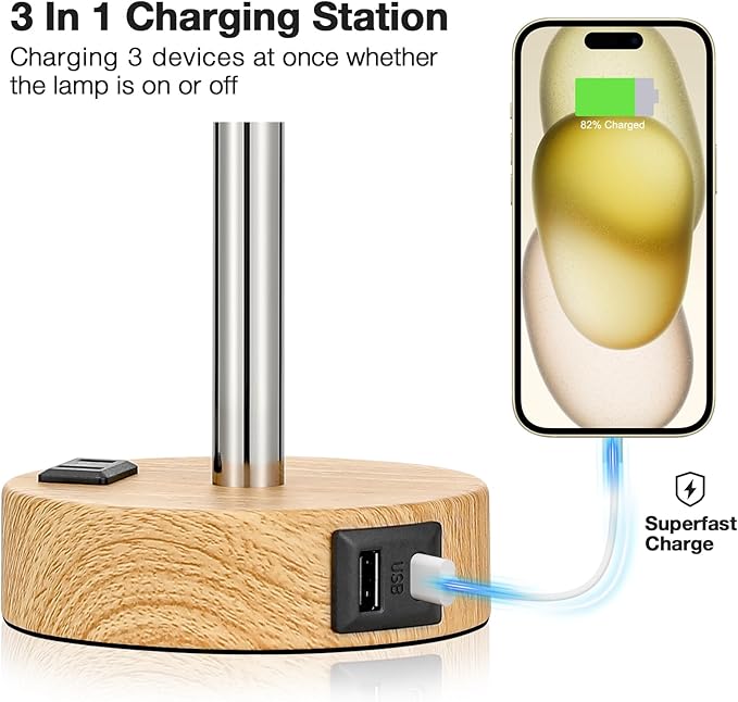 Fenmzee Bedside Table Lamp for Bedroom - Image 3