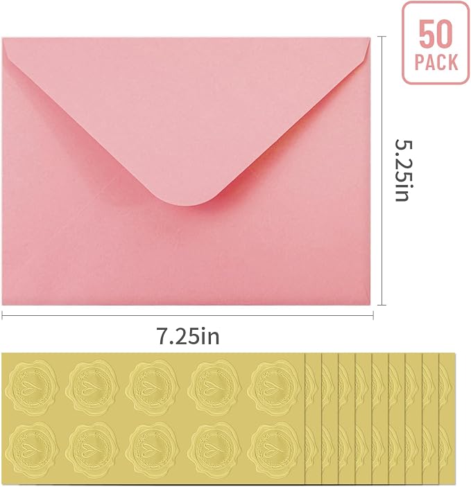 50 PCS Pink Colorful A7 Envelopes - Image 2
