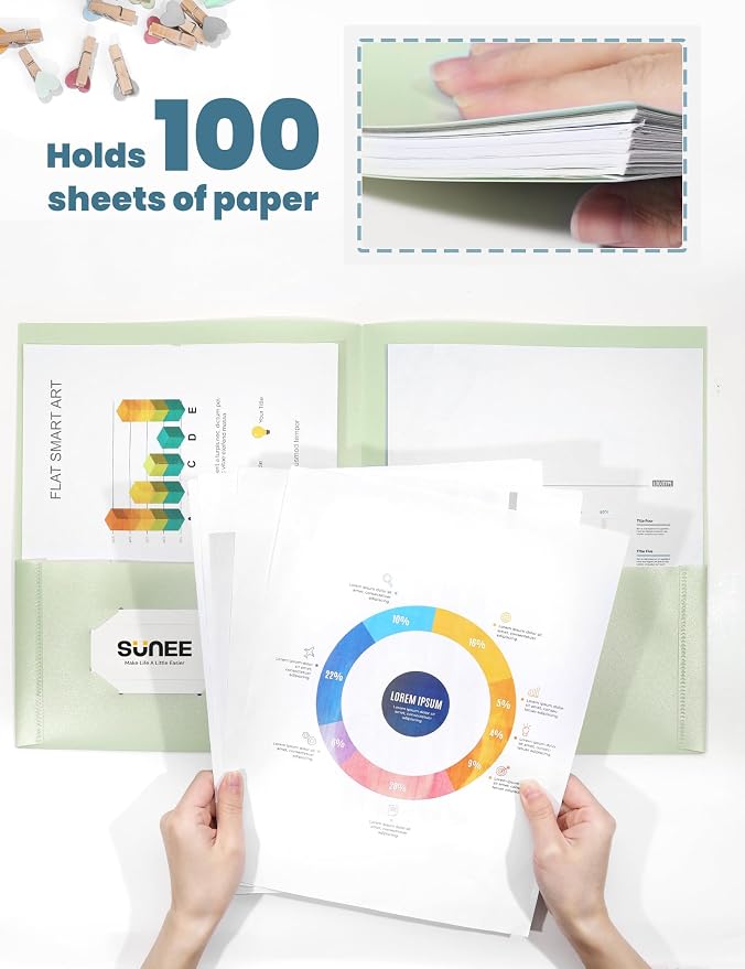 SUNEE Folders with Pockets, Plastic Folders with Pocket, Poly Folder - Image 4