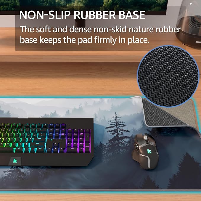 KTRIO Large Gaming Mouse Pad, Desk Mat, 31.5 x 11.8 in, Cloud Forest, XL | - Image 4