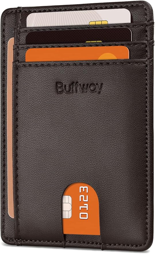 Buffway Slim Minimalist Front Pocket RFID Blocking Leather Wallets by Buffway
