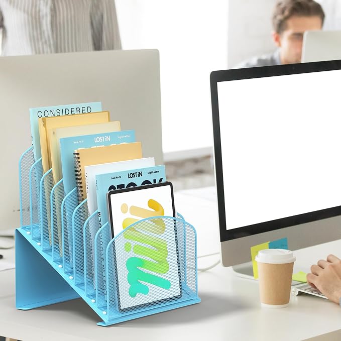 Inclined Desk File Organizer Metal Desk Magazine Folder Holder - Image 3