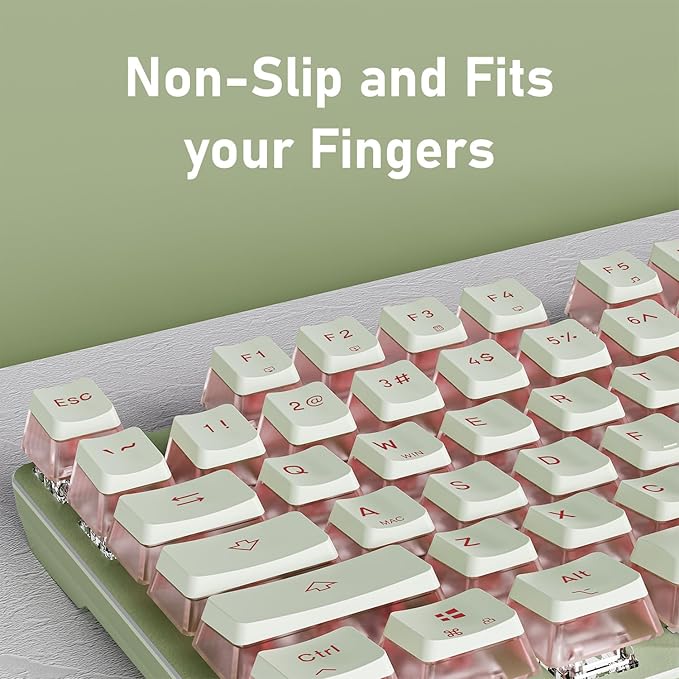 EWEADN V20 Wired Mechanical Keyboard, 104 Keys Backlit LED Keyboards, Media Control Knob, Wired Computer Keyboard Pink Switch for Windows/Mac/PC-Matcha Green-DeskLoop Office