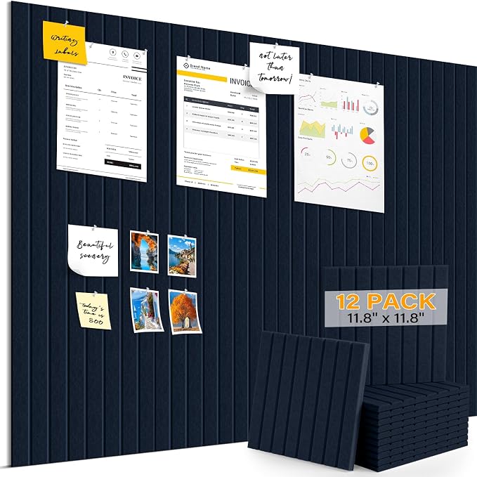 Large Felt Bulletin Board，47.2" x 35.4" 12 Pack Cork Board Alternative by ANWEOR