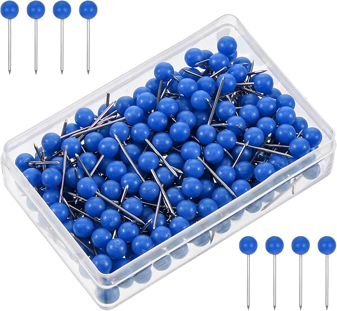 200 PCS Blue Push Pins for Map, Small Round Head Map Pins for Travel Map by Unknown