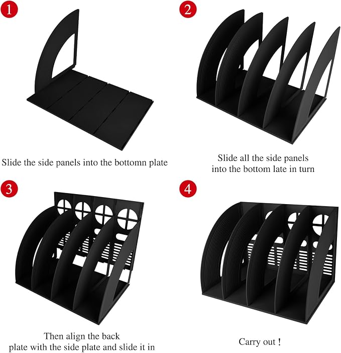 SAYEEC Sturdy Magazine Holder 4 Compartments Plastic Desktop File Organizer - Image 7