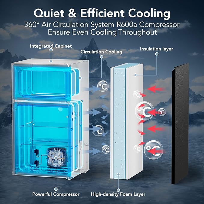 3.1 Cu.Ft Mini Fridge with Freezer, 2 Door Compact Refrigerator, Mini Fridge with Adjustable Removable Glass Shelves for Bedroom, Office, Dorm or Apartment, Stainless Steel-DeskLoop Office