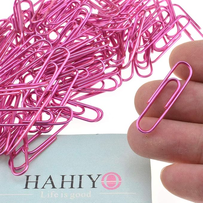 HAHIYO Paper Clips 1.3" Length Pink Paperclips Vinyl Coated Prevent Scratching by HAHIYO