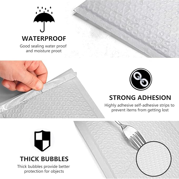 9527 Product Self Sealing Poly Bubble Mailers 9.5"x 13.5" Padded Shipping - Image 3