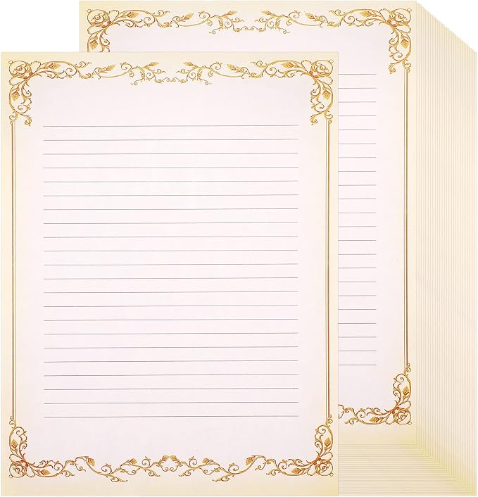 Sabary 200 Sheets Lined Stationary Writing Paper 8.5 x 11 Inch Fancy Vintage by Sabary