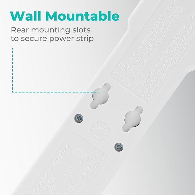 KMC 6-Outlet Surge Protector Power Strip 2-Pack, Overload Protection, 4-Foot Cord, 900 Joule - White-DeskLoop Office