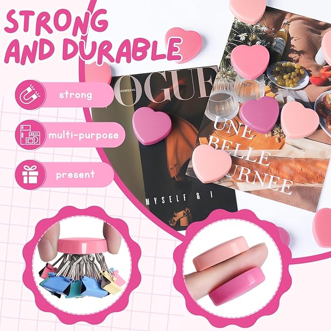 30PCS Heavy Duty Fridge Magnets - Small Cute Refrigerator Magnets for Whiteboard, Lockers & Kitchen, Cute Strong Magnets - Mini Decorative Magnet for Home, School, Office, Crafts, Locker (Pink)-DeskLoop Office
