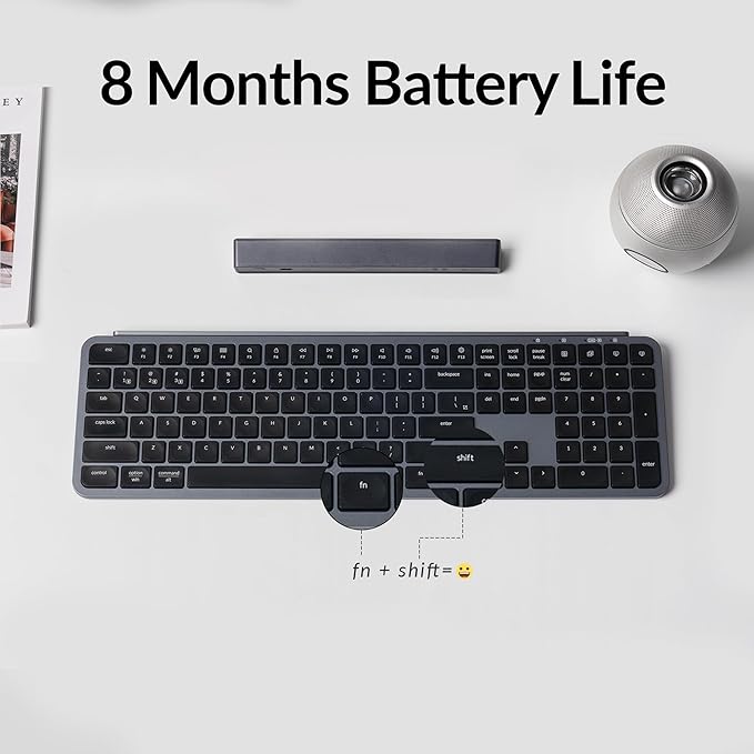 Keychron B6 Pro Ultra-Thin Wireless Keyboard, Full-Size ZMK with Numeric Keypad Quiet Typing, 2.4 GHz/Bluetooth 5.2/Wired Connection Long Battery Life, Compatible with Mac Windows Linux - Space Gray-DeskLoop Office