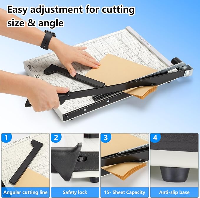 Ecraft 15" Guillotine Paper Cutter : Heavy-Duty Steel Base, 15-Sheet Capacity - Image 3