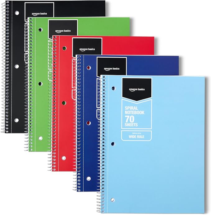 Amazon Basics Wide Ruled Spiral Notebook, by AmazonBasics