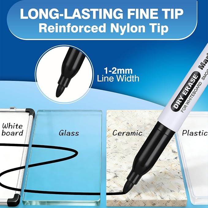 SFAIH Fine Tip Dry Erase Markers, 72 Pack | Bulk Pack - Image 2