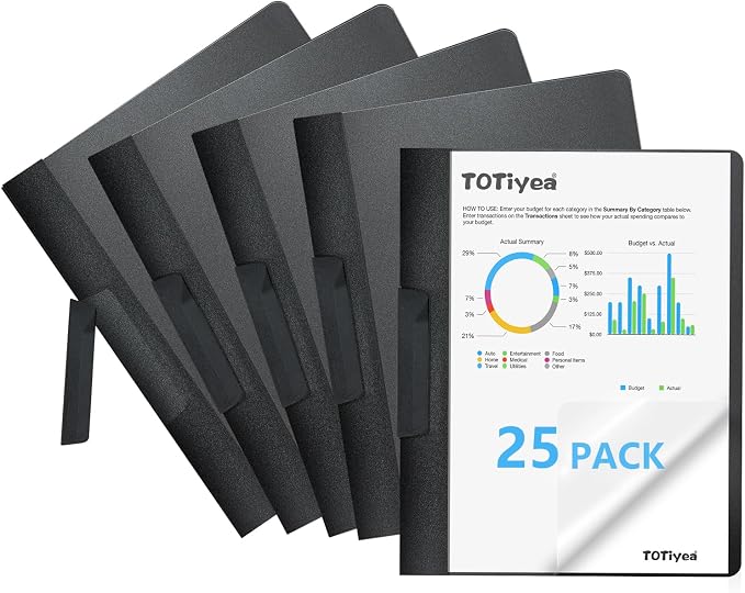 TOTiyea 25 Pack Clear Report Covers by TOTiyea