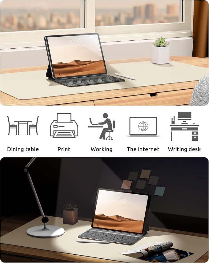 YSAGi Leather Desk Pad Protector, Office Desk Mat, Large Mouse Pad, Non-Slip PU - Image 6