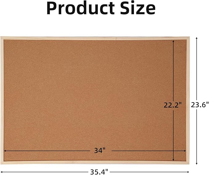 24” x 36” Cork Boards for Walls with Wooden Frame 1pack, Double Sided Office Board for Wall Organizer, Bulletins Board Decorative Hanging Pin Board for School, Home & Office, Notice Board Memo Board-DeskLoop Office