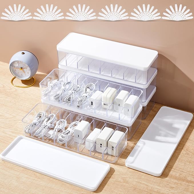 Tatuo 6 Pcs Cord Organizer for Drawer Desktop, Cable Organizer Box by Tatuo
