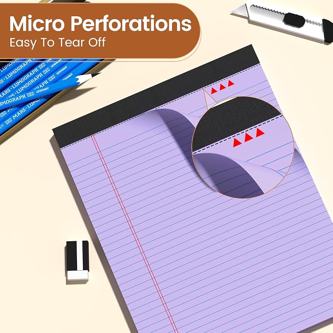 Legal Pads 8.5 X11, Narrow Ruled Notepads, 10 Pack, 50 Sheet/Pad, Colored Legal - Image 4