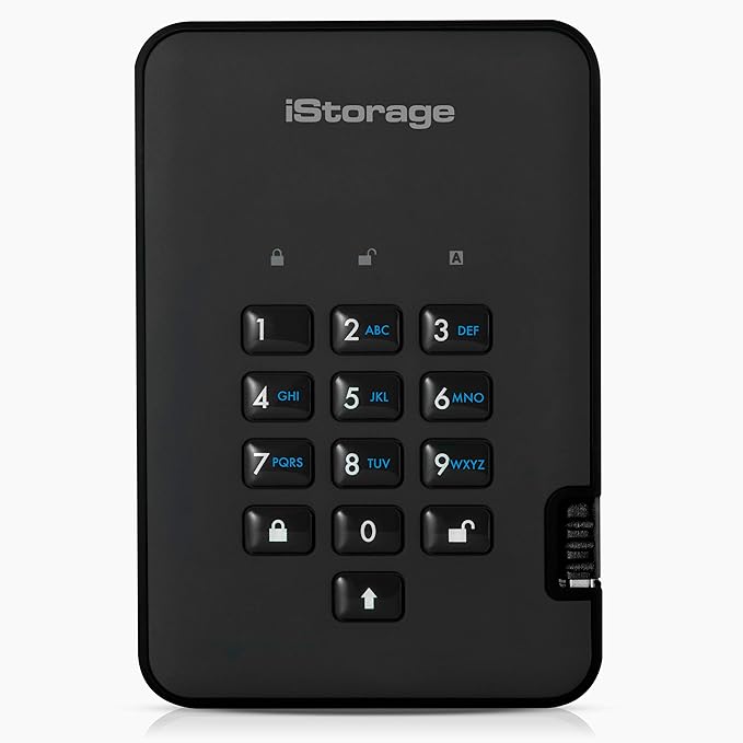 iStorage diskAshur2 HDD 500 GB | Secure Portable Hard Drive | Password Protected | Dust/Water-Resistant | Hardware Encryption-DeskLoop Office