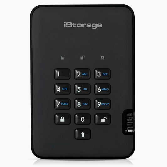iStorage diskAshur2 HDD 5 TB | Secure Portable Hard Drive | Password Protected | Dust/Water-Resistant | Hardware Encryption-DeskLoop Office