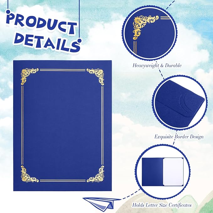 Fainne 200 Pcs 8.5 x 11 Certificate Holders Diploma Holders Document Covers - Image 3