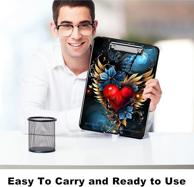 Winged Heart A4 Clipboard with Storage Pen Holder, Clipboards Organizer Nursing - Image 6
