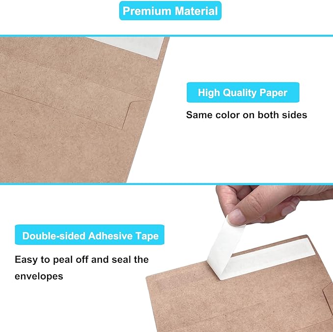 100 Pack 5x7 Envelopes for Invitations, Self Seal A7 Envelopes for 5x7 Cards - Image 3