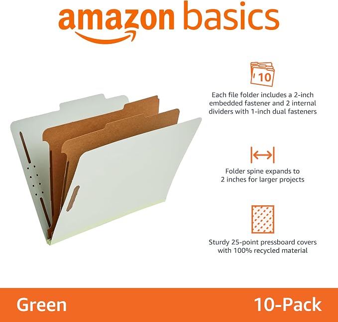 Amazon Basics Sturdy Pressboard Classification File Folders - Image 4