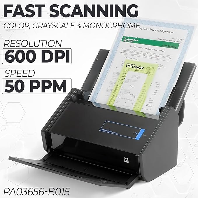 Fujitsu ScanSnap iX500 Scanner Bundle - High-Speed Document ScanSnap iX500 for Home/Office Use - Wireless Connectivity - Mac/PC Compatible - Automatic Document Feeder - Compact Design (Renewed)-DeskLoop Office