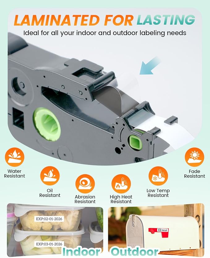 Replacement for Brother P Touch TZe TZ Tape 12mm 0.47 Laminated White | TZe-231 - Image 5