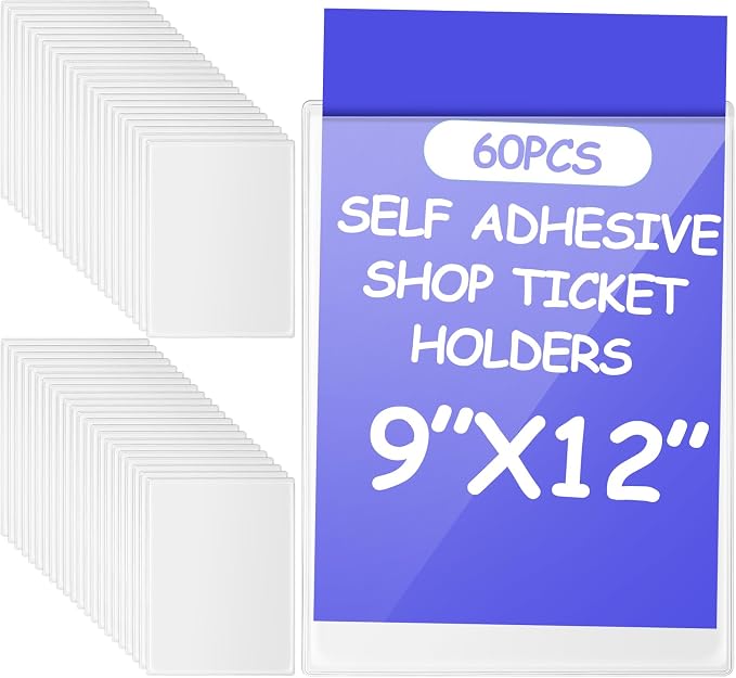 Outus 60 Pcs Self Adhesive Shop Ticket Holders Clear Plastic Sleeves Adhesive by Outus