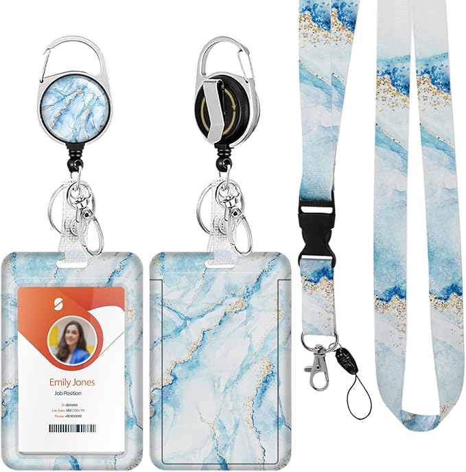 ID Badge Holder with Lanyard, Retractable ID Badge Card Holders Detachable Neck by Boutilon
