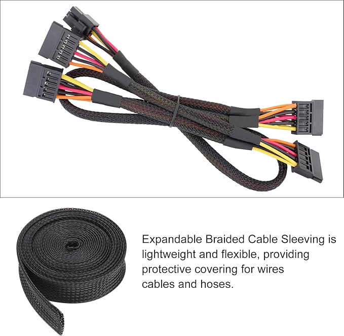10ft PET Expandable Wire Loom 1 Inch, PET Braided Wire Sleeving Cable - Image 5