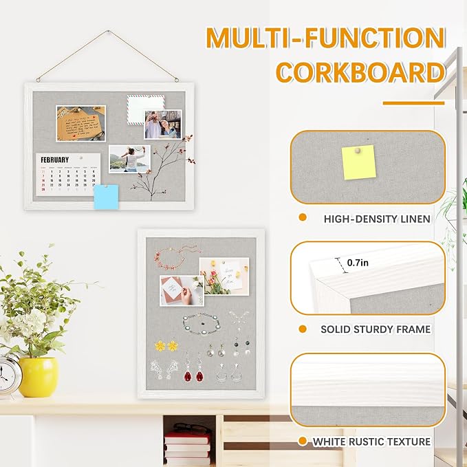DOLLAR BOSS Cork Boards with Linen 2-Pack 16''X 12'' Cork Board - Image 2