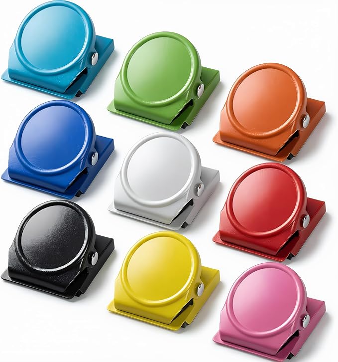 9 Pack Magnetic Clips for Classroom Whiteboard Refrigerator Fridge, 9 Colors by Unknown