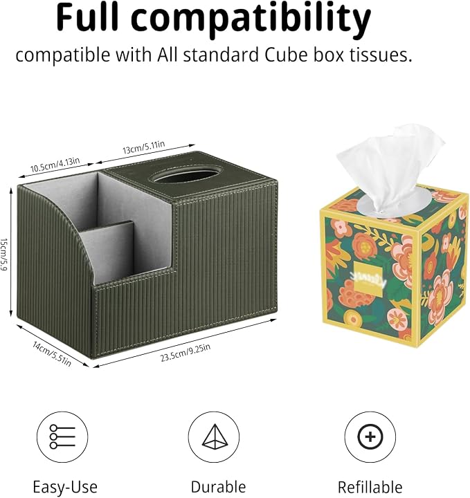 PU Leather Square Tissue Box Cover - Image 3