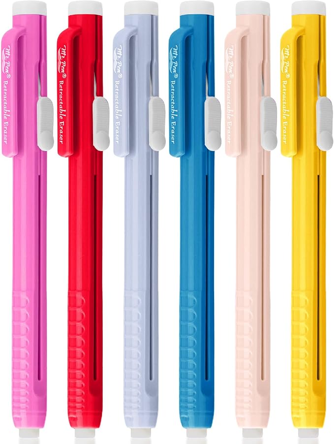 Mr. Pen- Retractable Mechanical Eraser Pens, 6 Pack, Ice Cream Colors | by MrPen