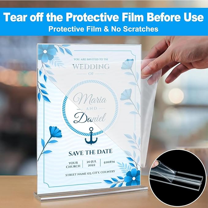 EHWINE 4 Pack Acrylic Sign Holders 4x6 Double-Sided Tabletop Display Stands - Image 4